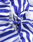 Fashion Sky Blue Thick Stripes Bow Striped Children's Dress