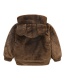 Fashion Brown Bear Hooded Lambskin Children's Jacket