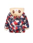 Fashion Red Cartoon Bear Camouflage Quilted Plus Velvet Children's Coat