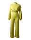 Fashion Yellow Solid Color Turtleneck Halter Trousers