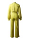 Fashion Yellow Solid Color Turtleneck Halter Trousers