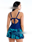 Fashion Blue Two-piece Skirt Print One-piece Swimsuit