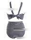 Fashion Color Printed Striped High Waist Split Swimsuit