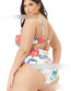 Fashion White Printed Halter One-piece Swimsuit
