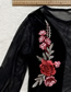Fashion Black Mesh Black Embroidered Top