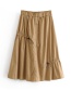 Fashion Khaki Drawstring Elastic Waist Skirt