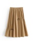 Fashion Khaki Drawstring Elastic Waist Skirt
