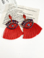 Fashion Color Alloy Rice Bead Resin With Large Eyes And Tassel Earrings