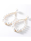 Fashion White  Silver Needle Drop-shaped Half-studded Imitation Pearl Earrings