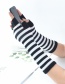 Fashion Black + White Wool Half Finger Striped Gloves