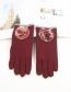 Fashion Red Hair Ball Thin Brushed Five-finger Gloves