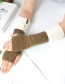 Fashion Khaki + White Knitting Half Finger Color Matching Arm Sleeve