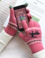 Fashion Rose Red Fawn Christmas Plus Velvet Touch Screen Knitted Woolen Gloves