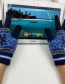 Fashion Upper Cyan Snowflake Touch Screen Brushed Mittens