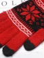 Fashion Red Snowflake Touch Screen Brushed Mittens