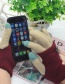 Fashion Light Gray + Cyan Touch Screen Knit Wool Bow Double Layer Color Matching Gloves