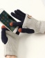 Fashion Light Gray + Orange Pink Touch Screen Knit Wool Bow Double Layer Color Matching Gloves