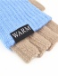 Fashion Light Gray + Cyan Knitted Wool Letter Double Color Matching Mitt