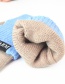 Fashion Light Gray + Cyan Knitted Wool Letter Double Color Matching Mitt