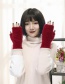 Fashion Red Knitted Touch Screen Half Finger Plush Gloves