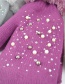 Fashion Black Plush Knit Point Diamond Mittens
