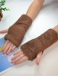 Fashion Khaki Half Finger Plush Gloves