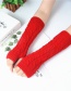 Fashion Jujube Red Twist Half Finger Knit Wool Arm Sleeve