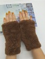 Fashion Khaki Plush Half Finger Gloves