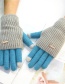 Fashion Sky Blue + Gray Touch Screen Knit Wool Brushed Fake Two-piece Gloves