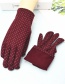 Fashion Purple Short Spandex Stretch Dot Brushed Gloves