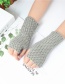 Fashion Khaki Knitted Mesh Fingerless Short Gloves