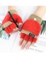 Fashion Green Letter Clap Color Matching Five-finger Gloves