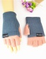 Fashion Dark Blue Powder Double-layer Two-knit Knitted Gloves