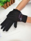 Fashion I Love You-black One Heart Piercing Letter Wool And Velvet Knit Gloves