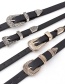 Fashion Black Width 2.3 Carved Double-ended Pin Buckle Belt