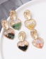 Fashion Green Natural Stone Alloy Love Earrings