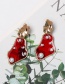 Fashion Red Round Transparent Pearl Stud Earrings