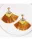Fashion Khaki Geometric Hollow Diamond Beads Tassel Earrings