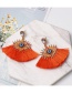 Fashion Orange Big Eye Fringed Stud Earrings
