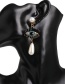Fashion Black Big Eye Zircon Pearl Earrings