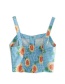 Fashion Blue Sun Flower Print Sling Single-breasted Vest