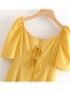 Fashion Yellow Lace-up Single-breasted Dress