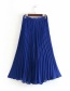 Fashion Royal Blue Lace-up Pleated Wide-leg Pants