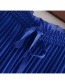Fashion Royal Blue Lace-up Pleated Wide-leg Pants