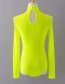Fashion Fluorescent Yellow Mesh Fluorescent Long Sleeve Jumpsuit