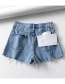 Fashion Blue Washed Fake Pocket Single-breasted High-waist Denim Skirt