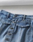 Fashion Blue Washed Fake Pocket Single-breasted High-waist Denim Skirt