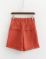 Fashion Brick Red Solid Color Pocket A Shorts