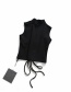 Fashion Black Waistband Small High Neck Vest