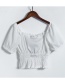 Fashion White Wooden Ear Splicing Front Buckle Small Shirt